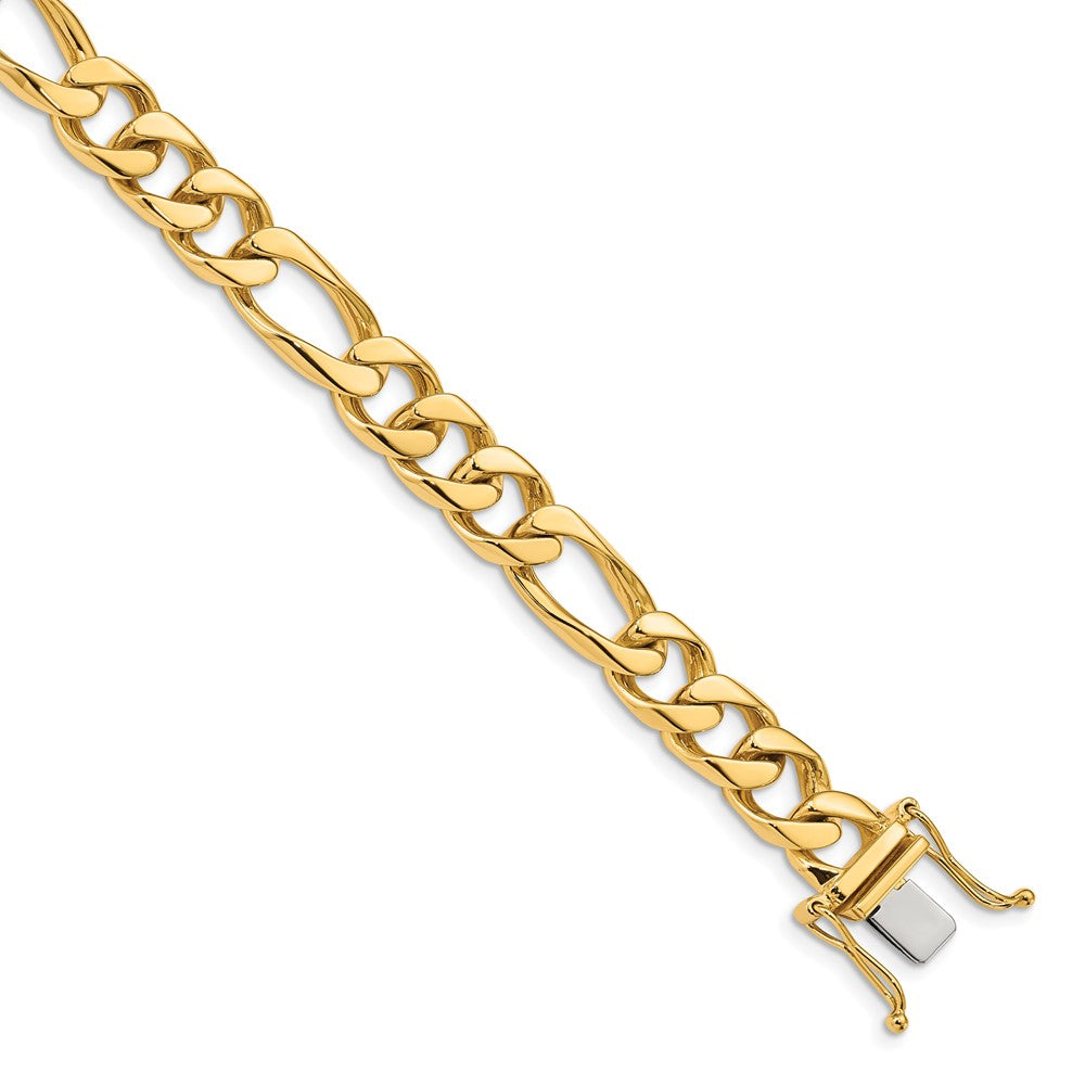 14K 20 inch 9mm Hand Polished Figaro Link with Box Catch Clasp Chain