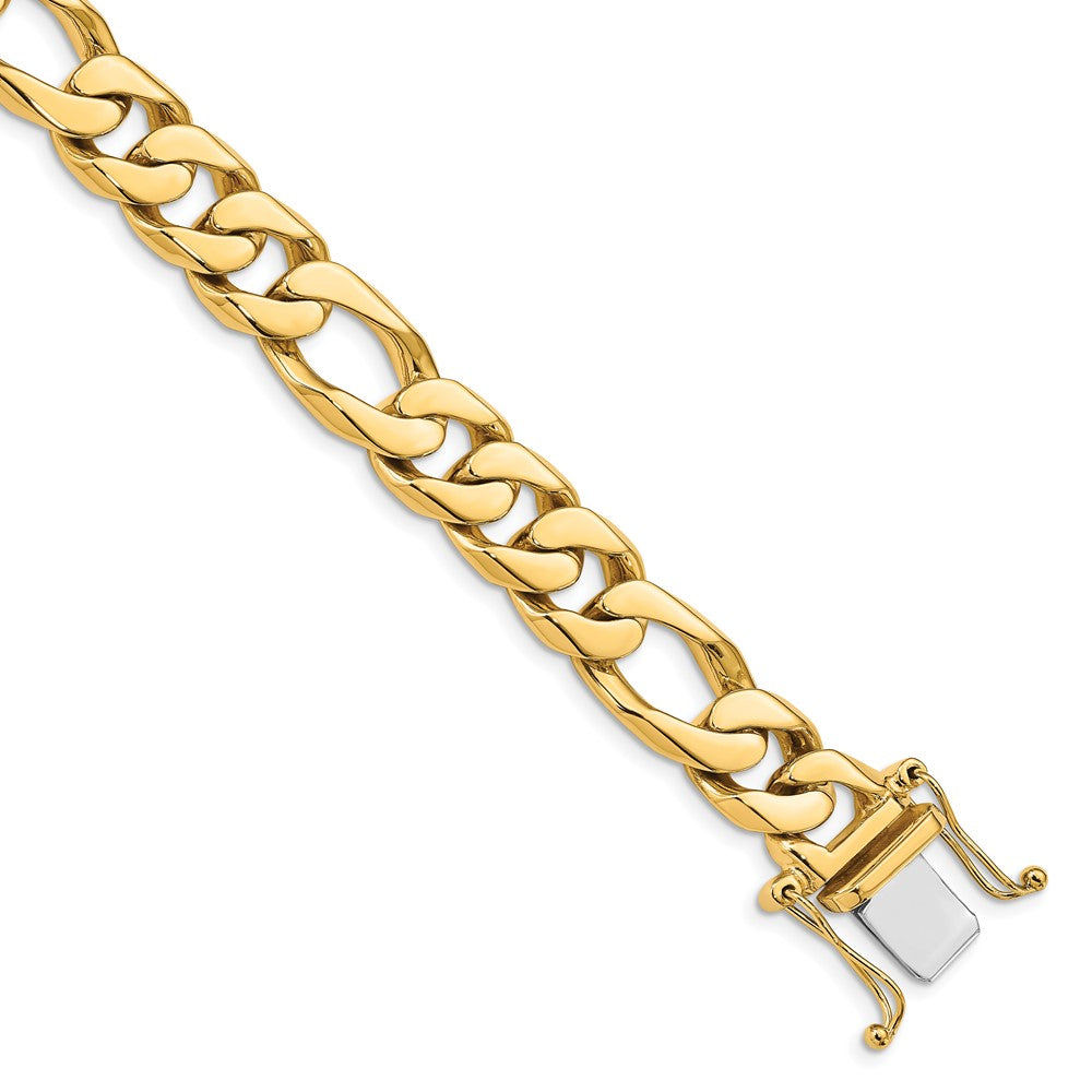 14K 20 inch 10mm Hand Polished Figaro Link with Box Catch Clasp Chain