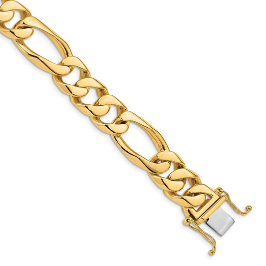 14K 20 inch 14mm Hand Polished Figaro Link with Box Catch Chain