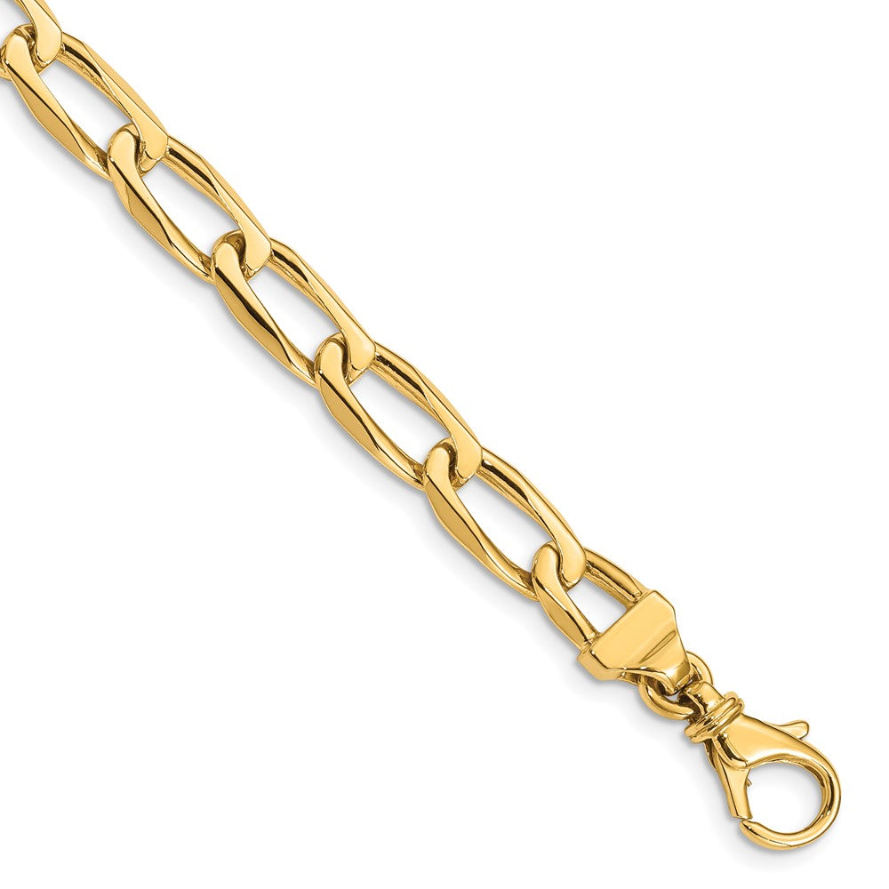 14K 22 inch 6.5mm Hand Polished Fancy Open Link with Fancy Lobster Clasp Chain