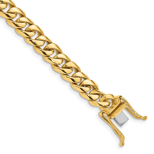 14K 8 inch 7.25mm Hand Polished Rounded Curb Link with Box Catch Clasp Bracelet
