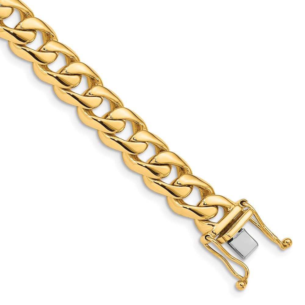 14K 22 inch 8.4mm Hand Polished Rounded Curb Link with Box Catch Clasp Chain