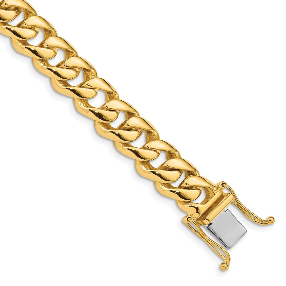 14K 22 inch 9.6mm Hand Polished Rounded Curb Link with Box Catch Clasp Chain