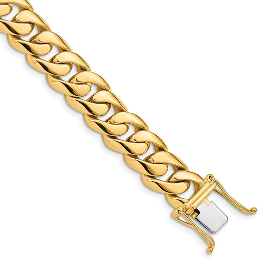 14K 20 inch 10.8mm Hand Polished Rounded Curb Link with Box Catch Clasp Chain