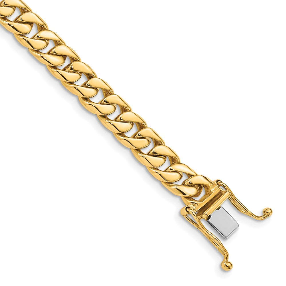14K 22 inch 6.8mm Hand Polished Flat Beveled Curb Link with Box Catch Clasp Chain