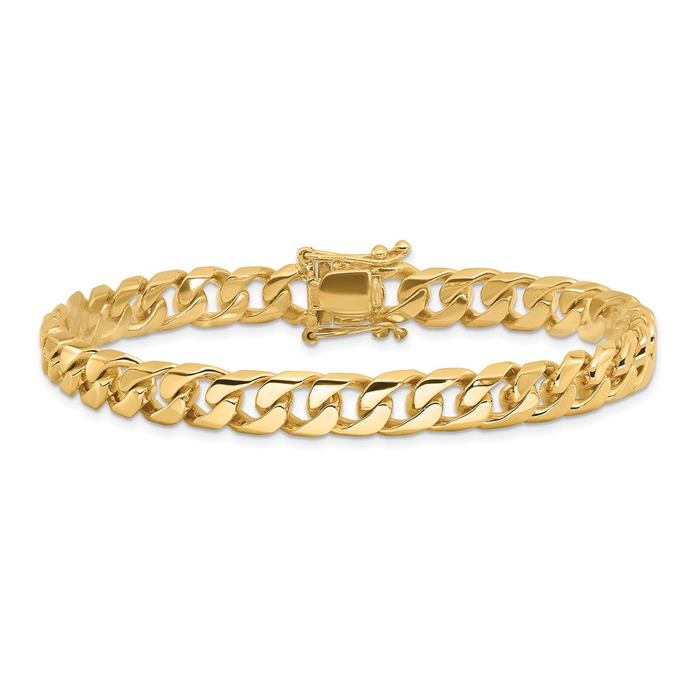 14K 20 inch 7.5mm Hand Polished Flat Beveled Curb Link with Box Catch Clasp Chain