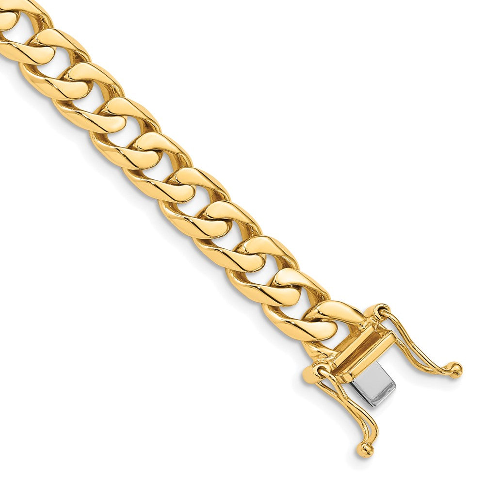 14K 22 inch 7.5mm Hand Polished Flat Beveled Curb Link with Box Catch Clasp Chain
