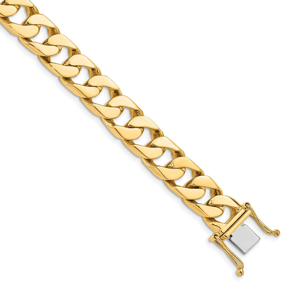 14K 20 inch 10.6mm Hand Polished Flat Beveled Curb Link with Box Catch Clasp Chain