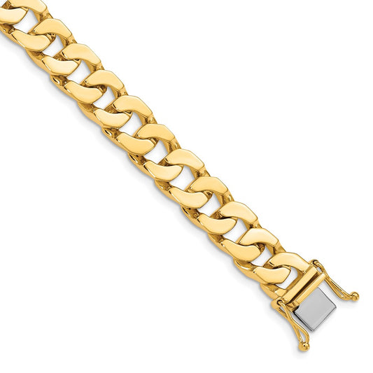 14K 9 inch 10mm Hand Polished Fancy Link with Box Catch Bracelet