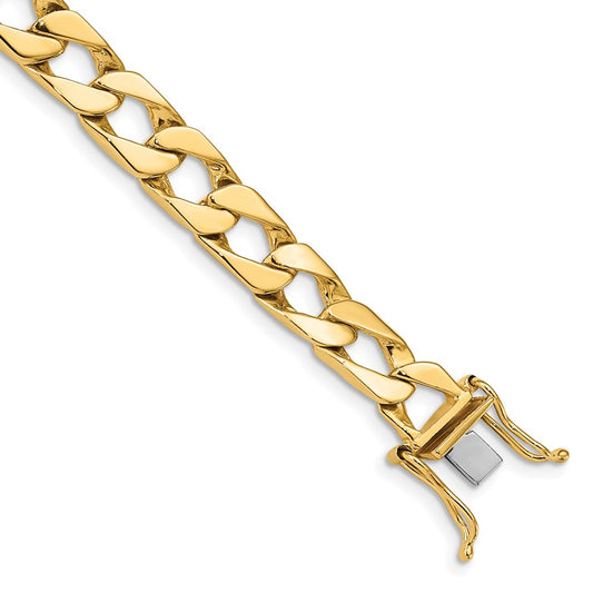 14K 9 inch 7.9mm Hand Polished Fancy Link with Box Catch Clasp Bracelet