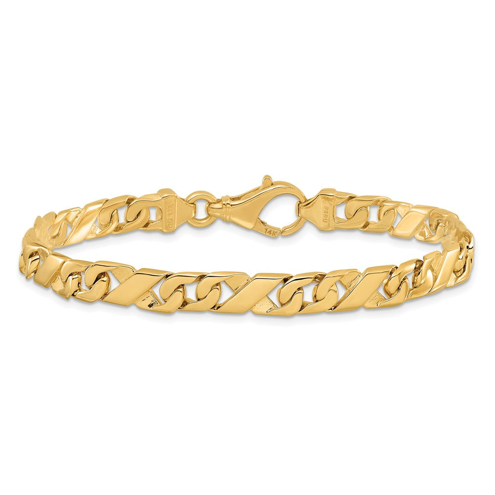 14K 18 inch 6.7mm Hand Polished Fancy Link with Fancy Lobster Clasp Chain
