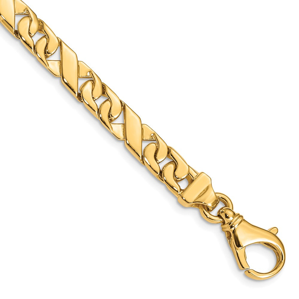 14K 22 inch 6.7mm Hand Polished Fancy Link with Fancy Lobster Clasp Chain