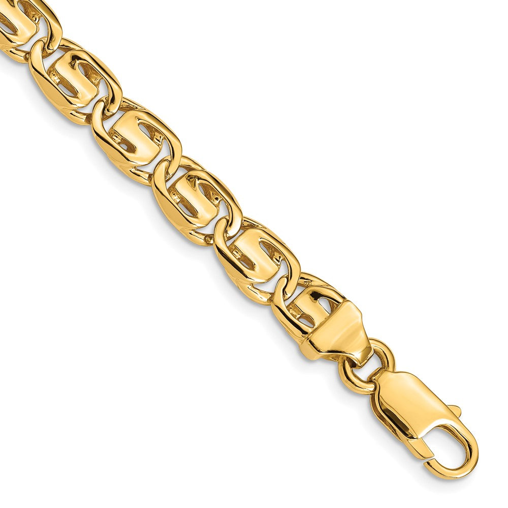 14K 22 inch 7.5mm Hand Polished Fancy Link with Lobster Clasp Chain
