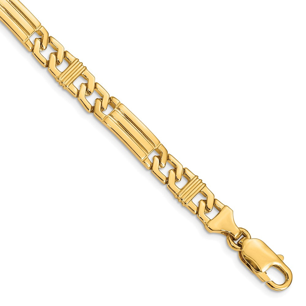 14K 22 inch 7mm Hand Polished Fancy Link with Lobster Clasp Chain