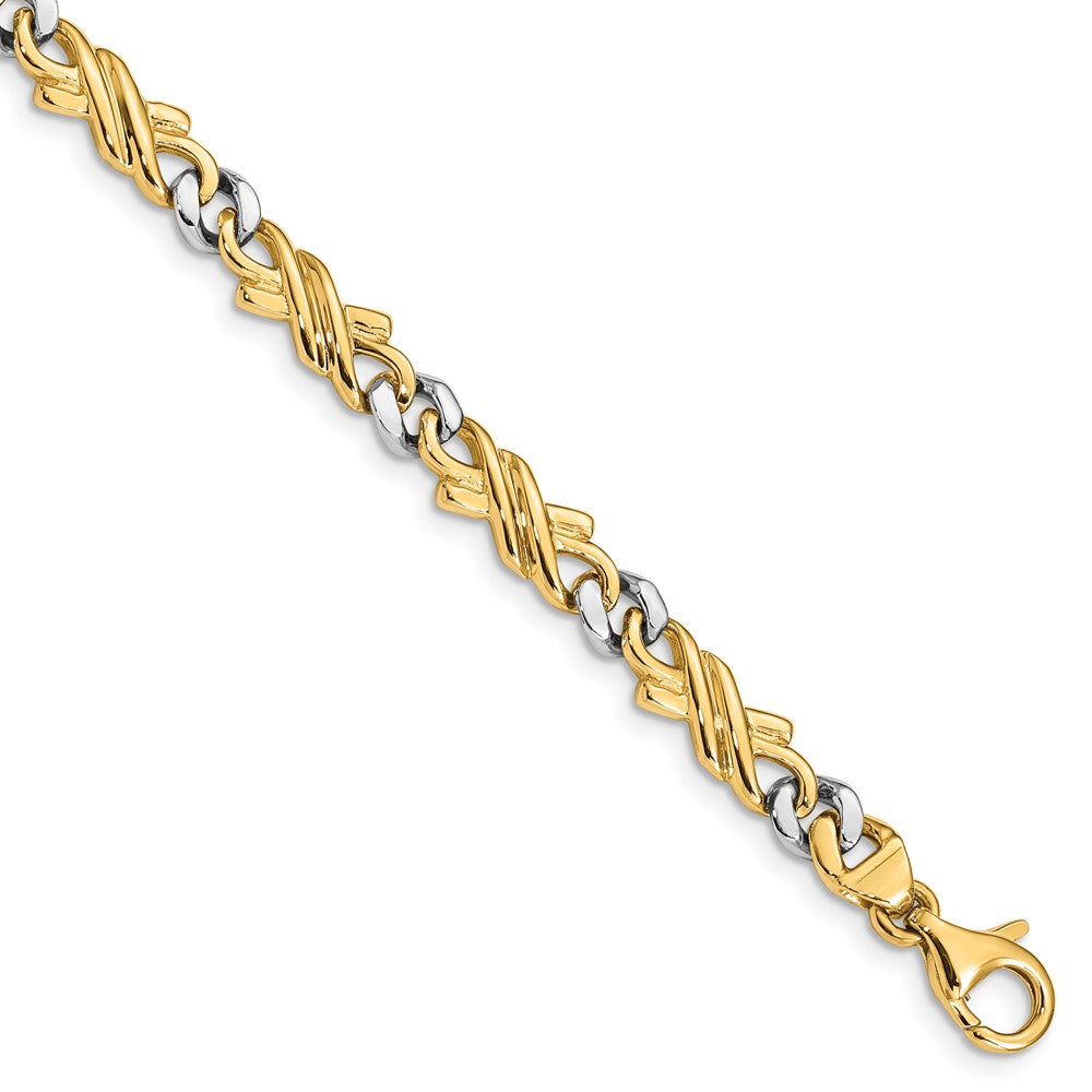 14K Two-tone 18 inch 6mm Hand Polished Fancy Link with Fancy Lobster Clasp Chain