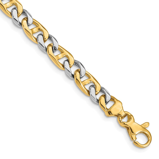 14K Two-tone 18 inch 5.6mm Hand Polished Fancy Link with Fancy Lobster Clasp Chain