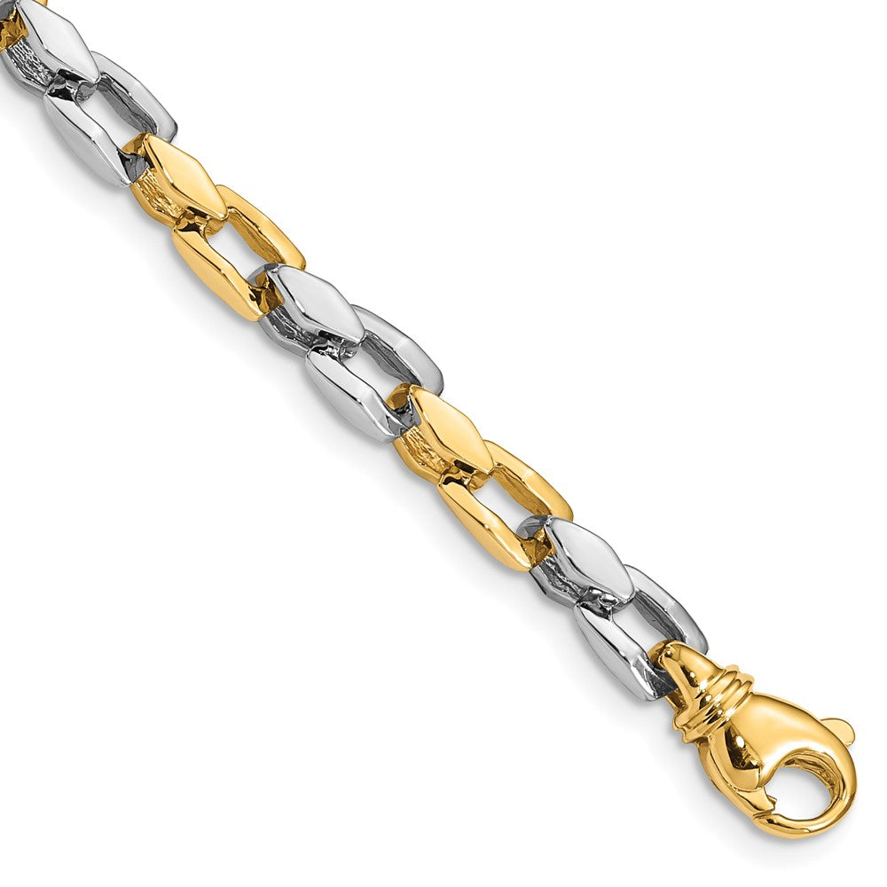 14K Two-tone 24 inch 4.5mm Hand Polished Fancy Link with Fancy Lobster Clasp Chain