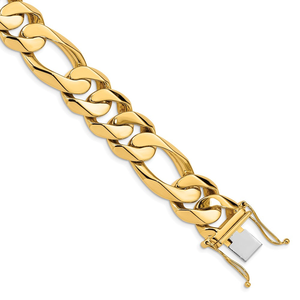 14K 22 inch 15.7mm Heavy Hand Polished Figaro Link with Box Catch Chain
