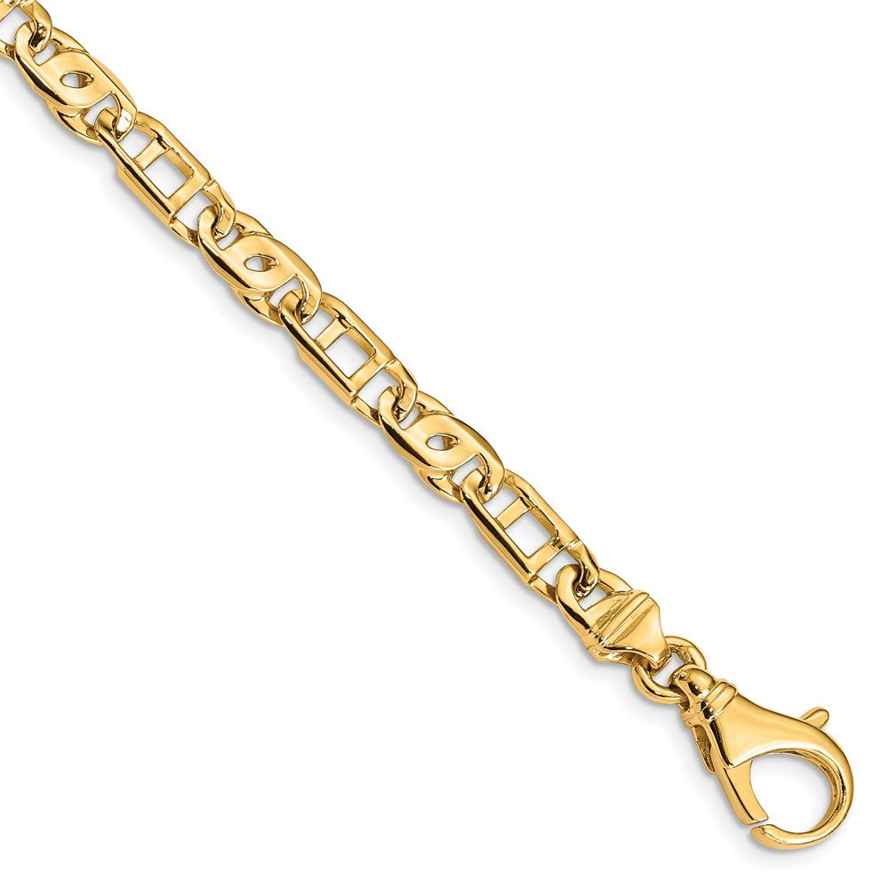 14K 18 inch 5.5mm Hand Polished Fancy Link with Fancy Lobster Clasp Chain