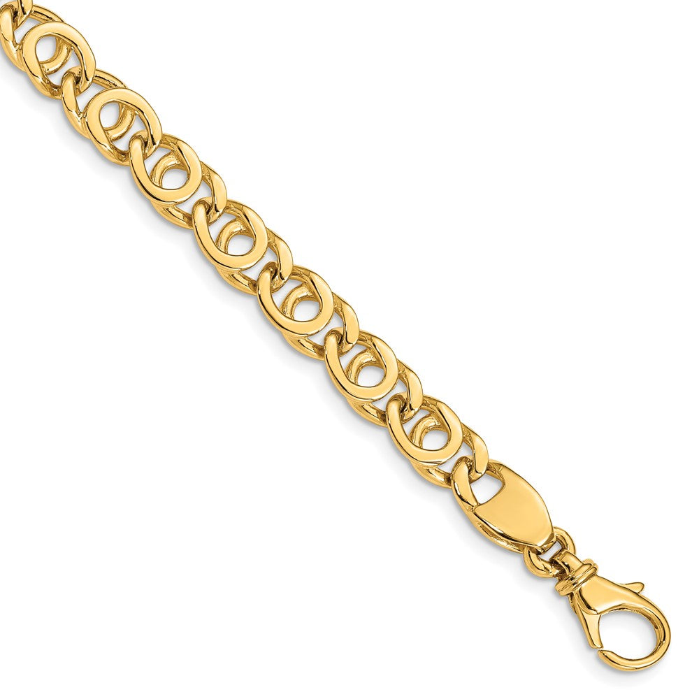 14K 20 inch 7mm Hand Polished Fancy Link with Fancy Lobster Clasp Chain