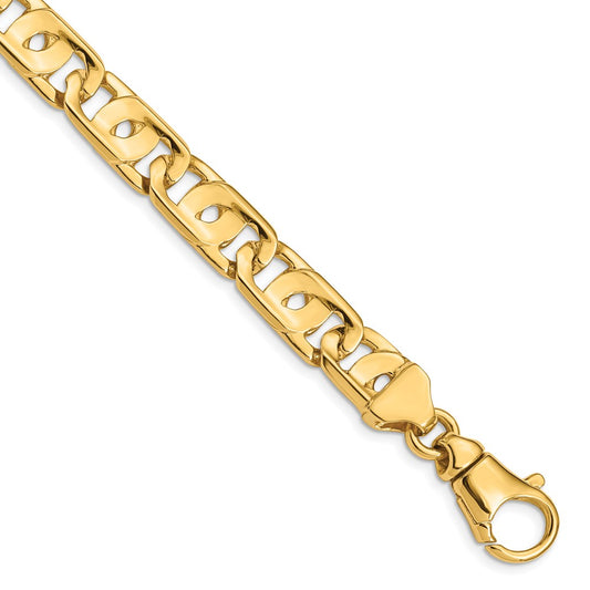 14K 8.5 inch 10mm Hand Polished Fancy Link with Fancy Lobster Clasp Bracelet