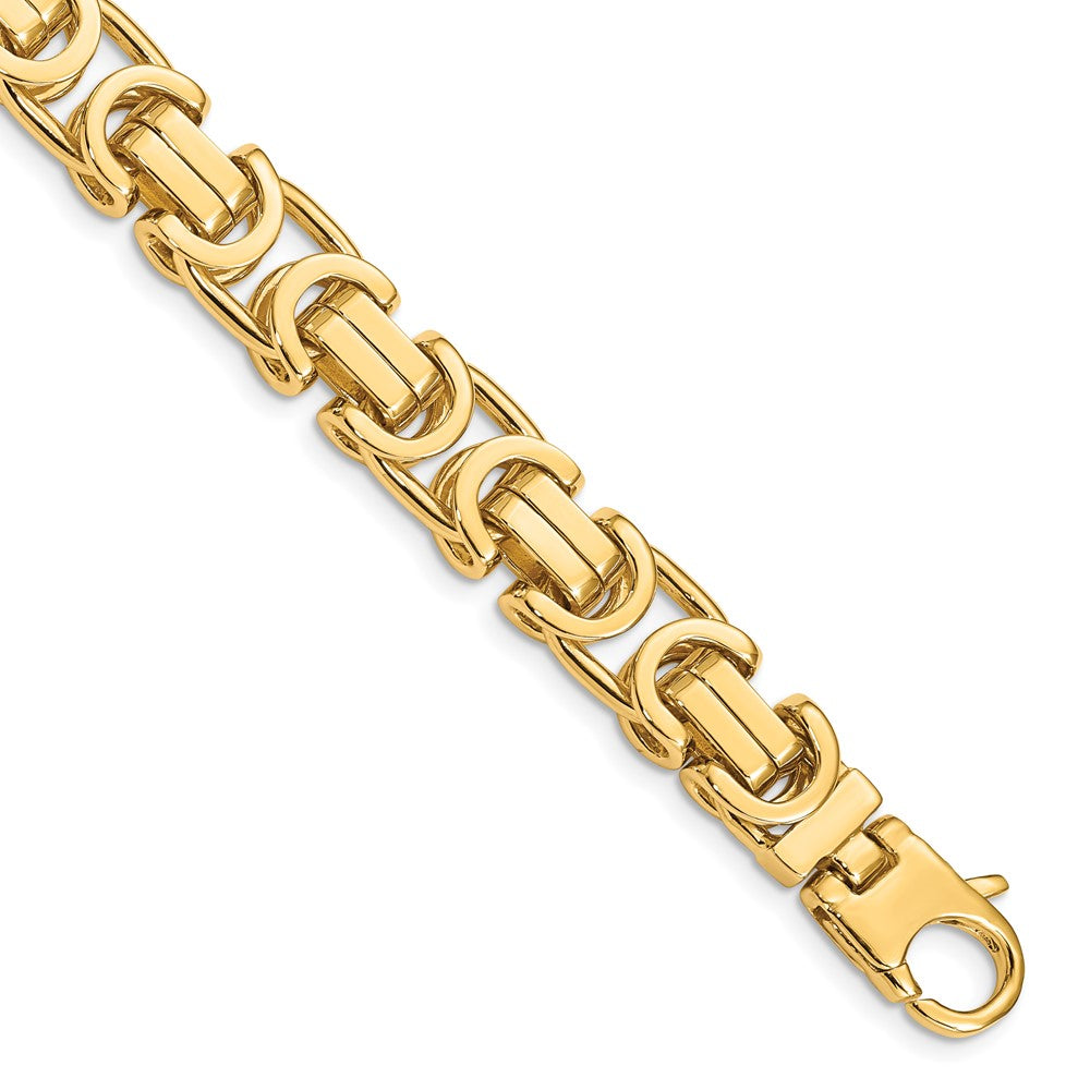 14K 22 inch 10.1mm Hand Polished Byzantine Link with Lobster Clasp Chain