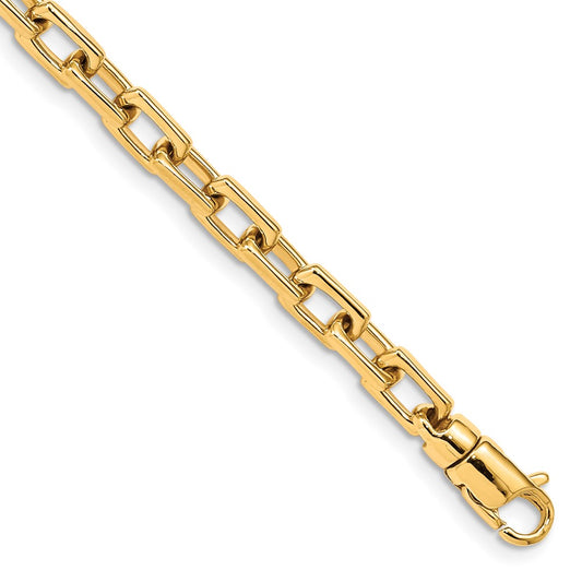 14K 8 inch 5mm Hand Polished Fancy Link with Lobster Clasp Bracelet