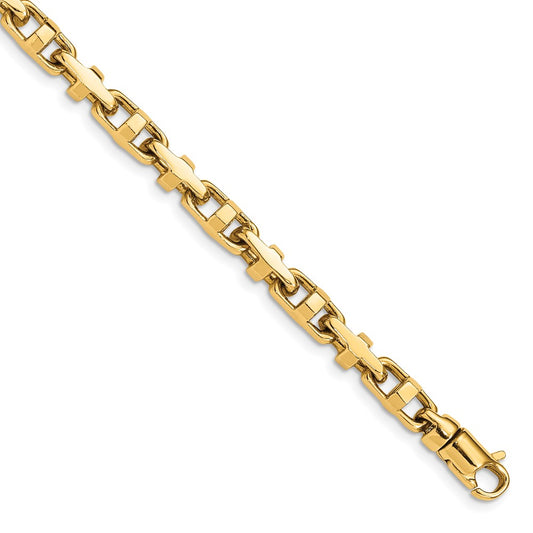 14K 18 inch 5mm Hand Polished Fancy Link with Lobster Clasp Chain