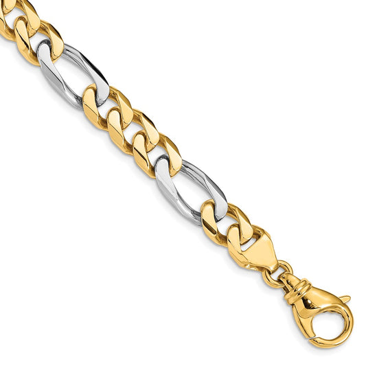 14K Two-tone 20 inch 8.5mm Hand Polished Fancy Link with Fancy Lobster Clasp Chain