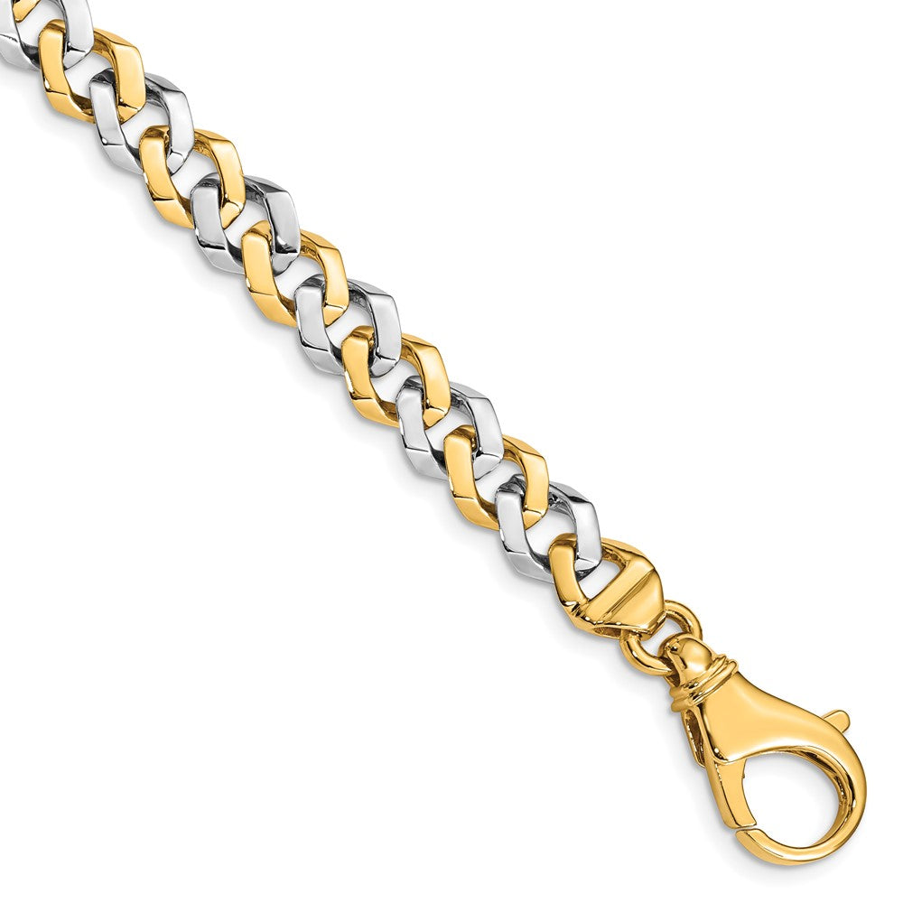 14K Two-tone 20 inch 8mm Hand Polished Fancy Link with Fancy Lobster Clasp Chain