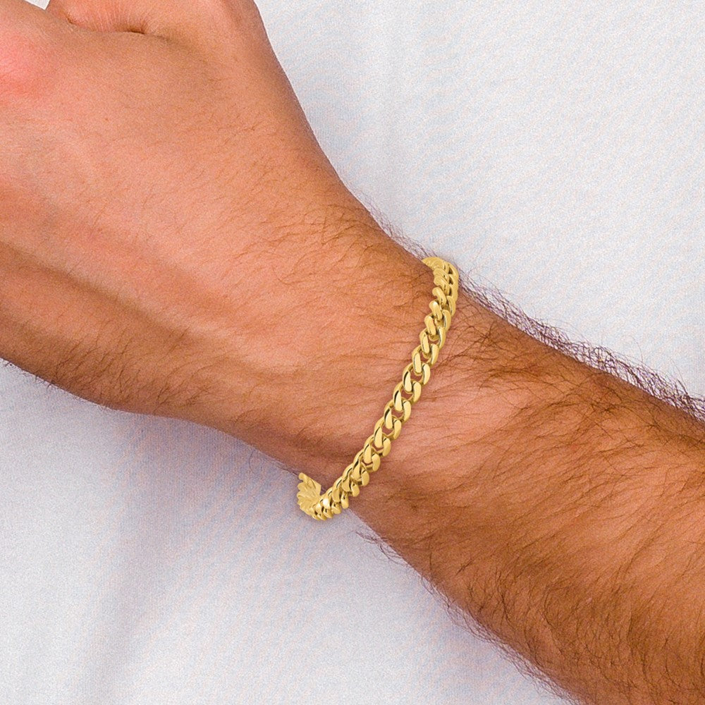 14K 22 inch 7mm Hand Polished Miami Cuban Link with Box Catch Clasp Chain