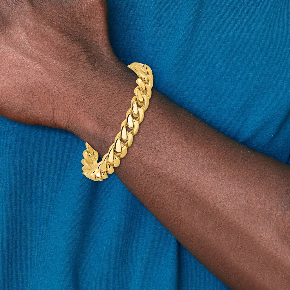 14K 24 inch 10.7mm Hand Polished Miami Cuban Link with Box Catch Clasp Chain