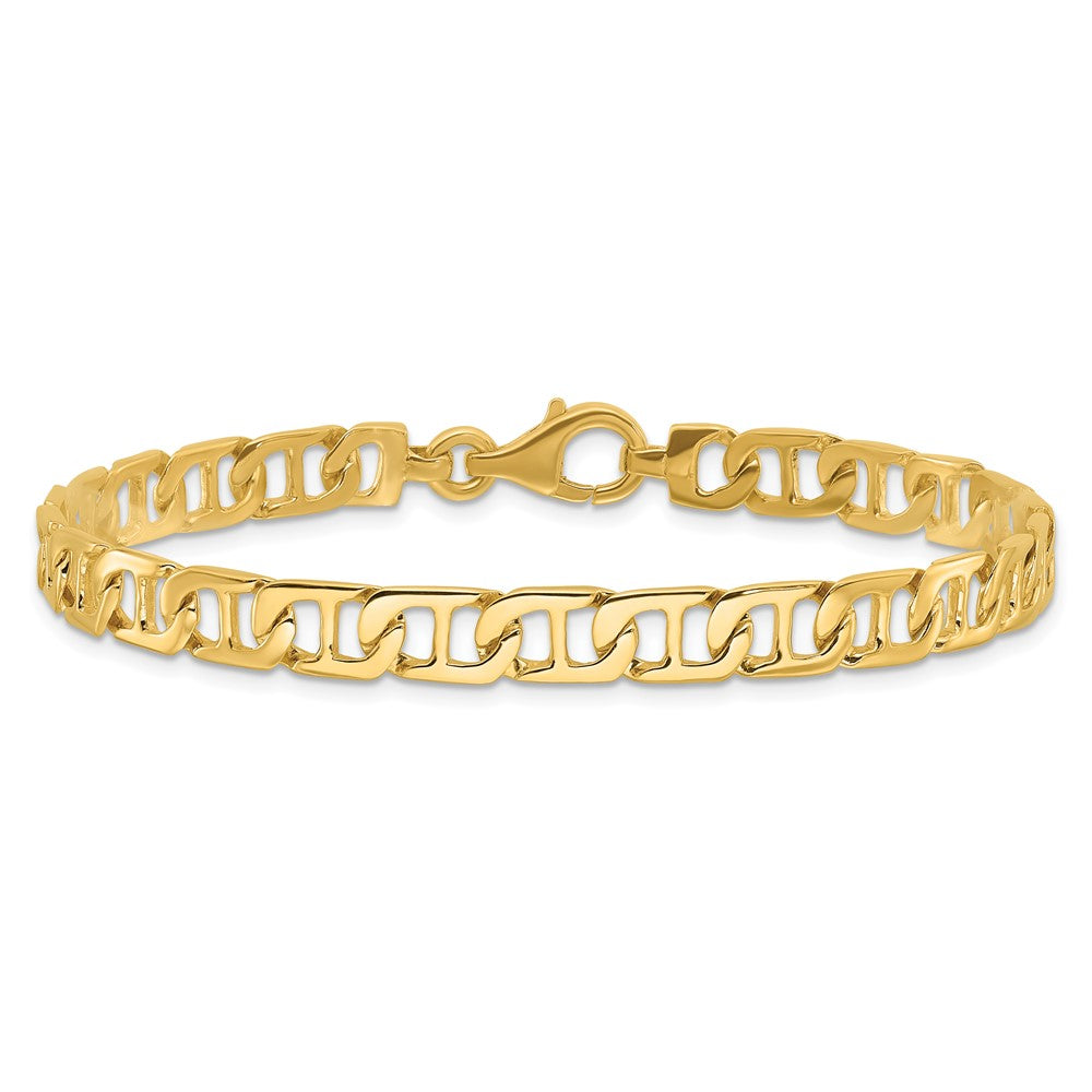 14K 18 inch 6.5mm Hand Polished Fancy Anchor Link with Fancy Lobster Clasp Chain