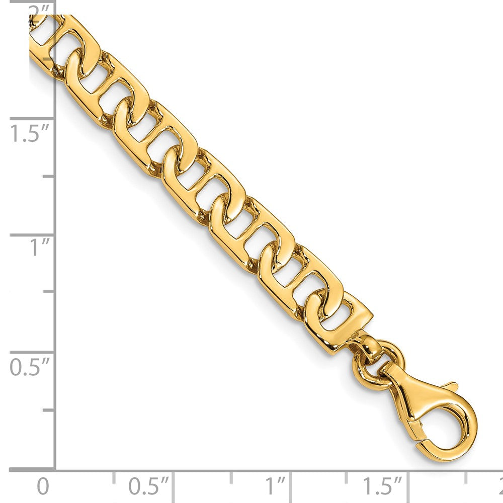 14K 8 inch 6.5mm Hand Polished Fancy Anchor Link with Fancy Lobster Clasp Bracelet
