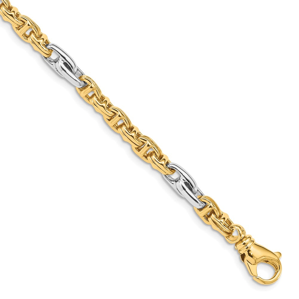 14K Two-tone 24 inch 5.38mm Hand Polished Fancy Link with Fancy Lobster Clasp Chain