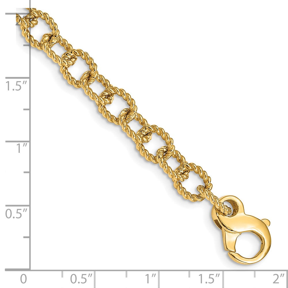 14K 20 inch 6.5mm Hand Polished Fancy Rope Link with Fancy Lobster Clasp Chain