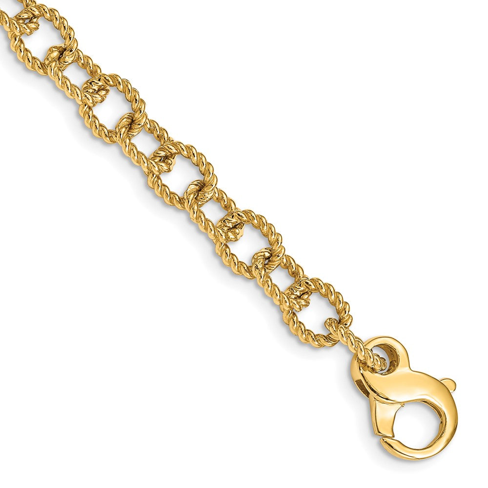 14K 20 inch 6.5mm Hand Polished Fancy Rope Link with Fancy Lobster Clasp Chain