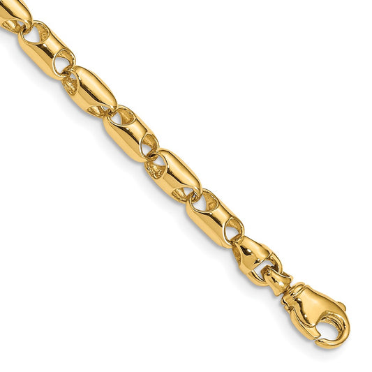 14K 20 inch 4.1mm Fancy Barrel Link with Fancy Lobster Clasp Chain