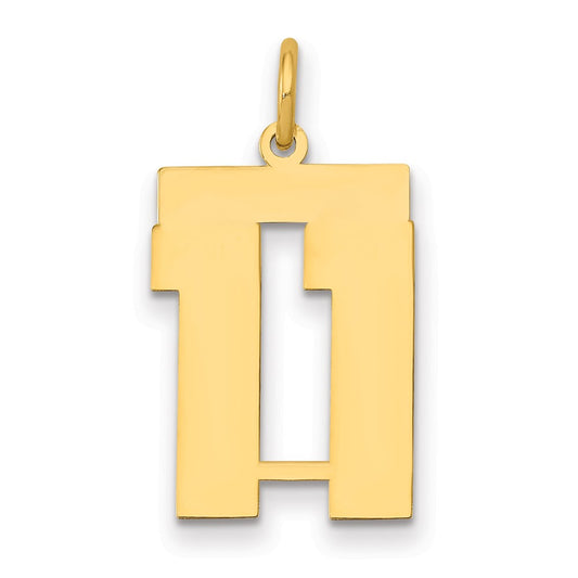 14k Medium Polished Number 11 Charm