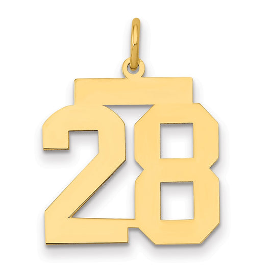 14k Medium Polished Number 28 Charm
