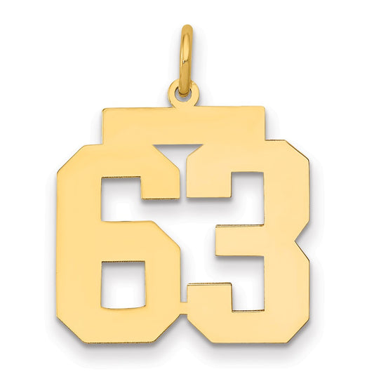 14k Medium Polished Number 63 Charm