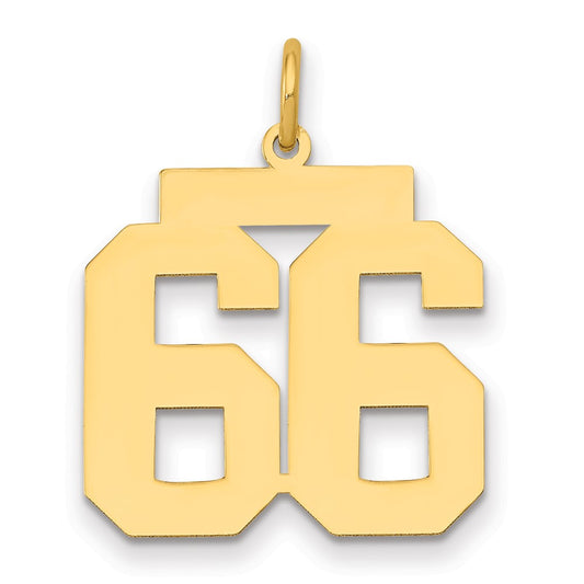 14k Medium Polished Number 66 Charm