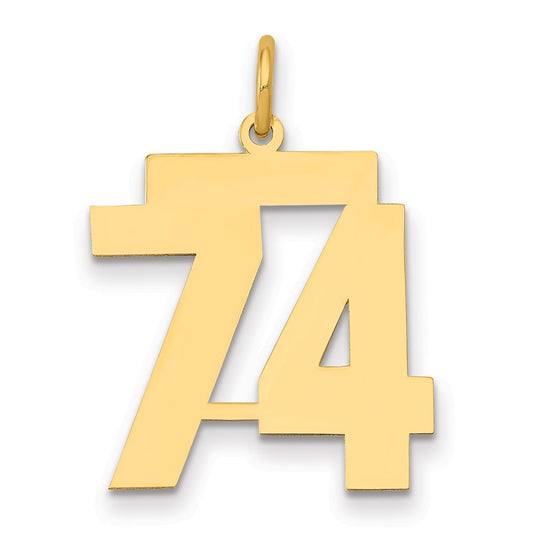 14k Medium Polished Number 74 Charm