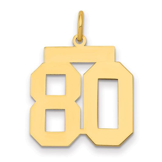 14k Medium Polished Number 80 Charm