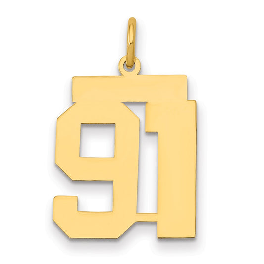 14k Medium Polished Number 91 Charm