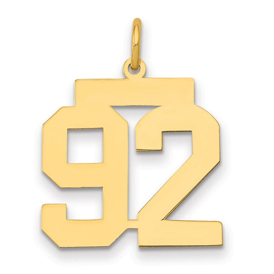 14k Medium Polished Number 92 Charm