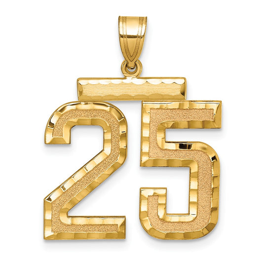 14k Large Brushed Diamond-cut Number 25 Charm