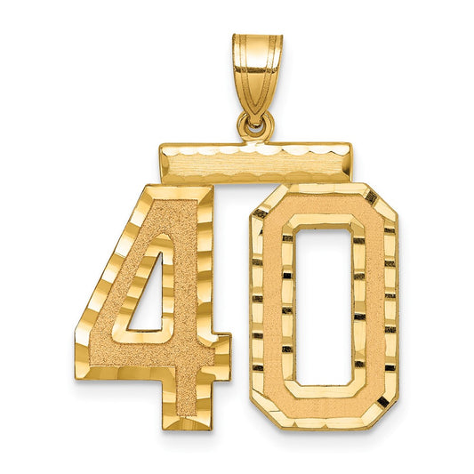 14k Large Brushed Diamond-cut Number 40 Charm