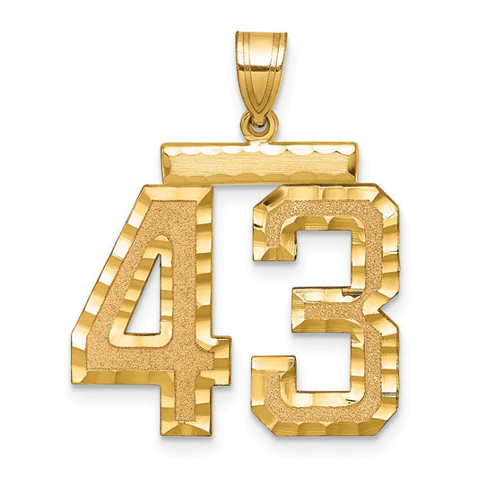 14k Large Brushed Diamond-cut Number 43 Charm