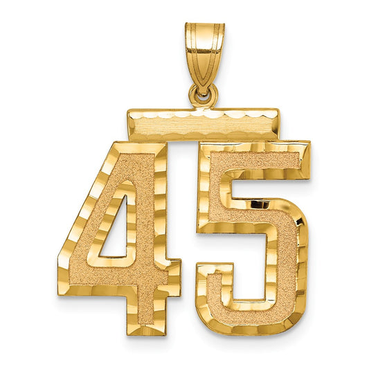 14k Large Brushed Diamond-cut Number 45 Charm